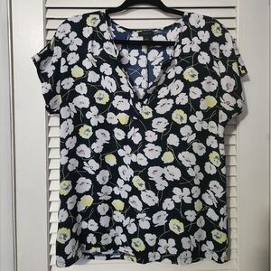 Ann Taylor Navy Floral Blouse